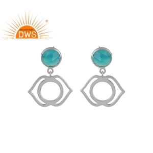 Calcédonie Aqua en argent fin, boucles d'oreilles, styliste, Anja Chakra, vente en gros - Product Image 1