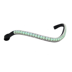 Nuevo diseñador Durable V-Shape Leather Brow Band con Horse Green Stone Chain - Product Image 3