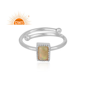 แข็ง925สเตอร์ลิงแหวนวางซ้อนกันได้เครื่องประดับปรับผู้ค้าส่งธรรมชาติเอธิโอเปียโอปอลพลอยแหวนเครื่องประดับผู้ผลิต - Product Image 2