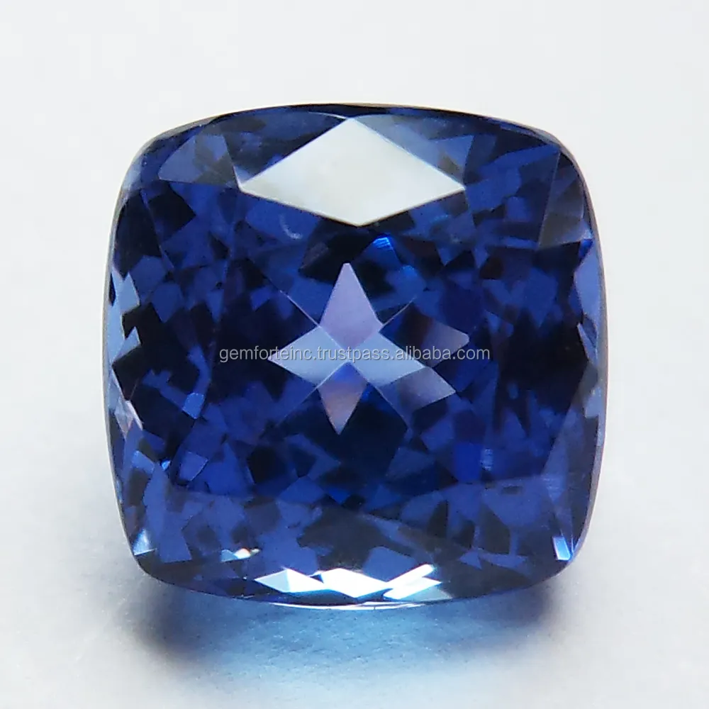 10x10mm ukuran Natural Tanzanite warna biru buatan tangan batu permata longgar segi banyak bentuk besar batu permata Tanzanite bersertifikat