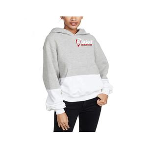 Sweat à capuche en coton patchwork gris-blanc pour femmes Sweat à capuche surdimensionné pour entraînement Gym respirant et pas cher pour l'été hiver - Product Image 1