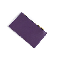 Dompet Kartu Wanita Premium, Kulit Asli Modis, Tahan Air, Ritsleting Emas, Pola Benang Panjang, Tas Genggam