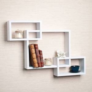 ผนังตกแต่ง Intersecting ลอยชั้นวาง MDF ผนังชั้นจำนวน3ชั้นสีขาว - Product Image 2