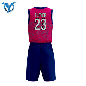 Conjunto de Uniforme de Baloncesto Personalizado, Camiseta sin Mangas con Cuello en V en Camuflaje Rosa con Pantalones Cortos Azules, Ropa Deportiva Unisex para Adultos que Absorbe la Humedad - Product Image 3