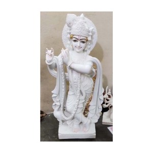 Statue en marbre blanc pur du seigneur Krishna, Statue en marbre - Product Image 1
