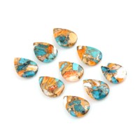 Cabochon en turquoise de Kingman naturelle de haute qualité, forme poire, poli miroir, multicolore, 12x16mm, troisième qualité