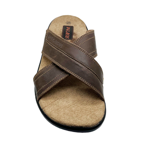 Zapatillas de cuero antideslizantes para hombre, chanclas casuales cómodas para el hogar y exteriores - Product Image 3