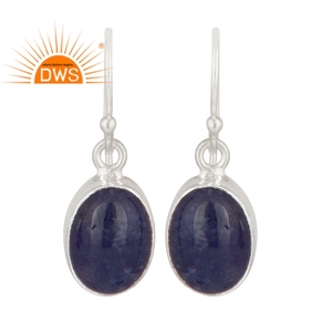 <b>Solid</b> 925 Sterling Fine <b>Silver</b> Designer Drop <b>Earrings</b> Jewelry Wholesaler Oval Shape Tanzanite Gemstone <b>Earrings</b> Jewelry - Product Image 1