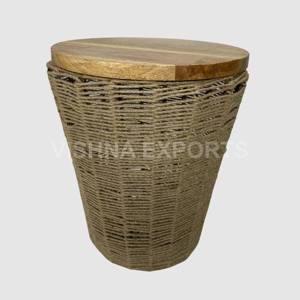 Mesa auxiliar tejida con cuerda de yute de estilo moderno hecha a mano artesanal india, muebles fijos para el hogar y la sala de estar - Product Image 6