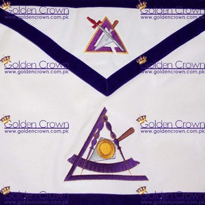 Delantal reversible de cuero bordado de doble cara York Rite con imán e insignia cosida | Proveedor de regalías masónicas personalizadas - Product Image 4