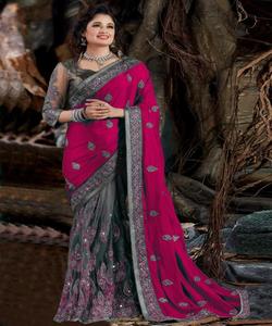 Heavy Embroidered Party Wear New Collection All Sizes and Color <b>Net</b> <b>Fabric</b> Embroidered Indian Women Wear Ready Made Saree with ApparelGarment - Product Image 3