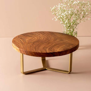 Soporte de madera para pastel, soporte para postre con servidores de oro para pastel - Product Image 2