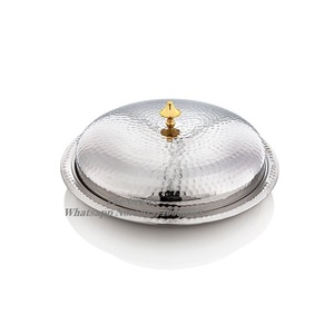 Plat à beurre de forme ronde en acier inoxydable de qualité supérieure avec couvercle élégant vaisselle de restaurant servant un plat à beurre - Product Image 4