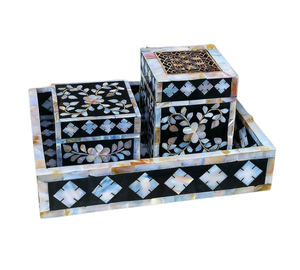 Usine vente chaude vert nacre MDF bois incrustation Rose religieux Bakhoor brûleur plateau ensemble Ramadan encensoir Eid qualité spéciale - Product Image 1