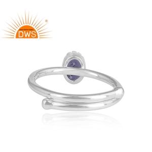 Natural Oval Shaped Iolite Gemstone <b>Ring</b> Manufacturer <b>925</b> Fine Sterling <b>Silver</b> Girl's Fashion <b>Ring</b> Supplier - Product Image 4