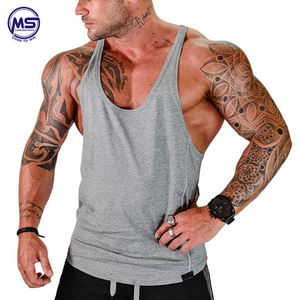 Fitness Clothing Bodybuilding Stringer <b>Tank</b> <b>Top</b> <b>Men</b> Cotton Curved Hem Y Back Workout Custom Gym Wear - Product Image 2