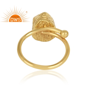 แหวนพลอยซิทรีนหยาบทำด้วยมือแหวนทองเหลืองชุบทองเครื่องประดับแฟชั่นคอลเลกชันขายส่งคลาสสิก - Product Image 3