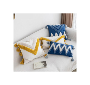 Lo último en tela de pato de algodón con mechones florales Vintage, borla tejida extremadamente suave, diseño en zigzag, decoración portátil para el hogar, dormitorio - Product Image 6