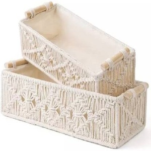Cesta de almacenamiento de macramé de algodón hecha a mano más vendida, accesorio de decoración para el hogar hecho con cuerda de algodón de la India - Product Image 6