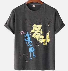 Camiseta de algodón de primera calidad para hombre con cuello redondo y manga corta, tela transpirable cómoda para ropa informal y trajes diarios - Product Image 2