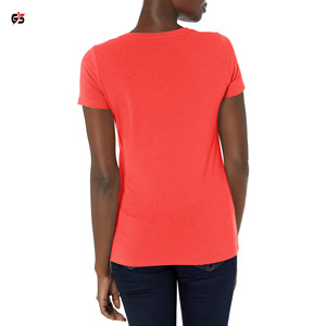 Última 2025 ropa de mujer cuello en V Camiseta de manga corta logotipo personalizado estampado Casual diario al aire libre moda desgaste 100% algodón - Product Image 5