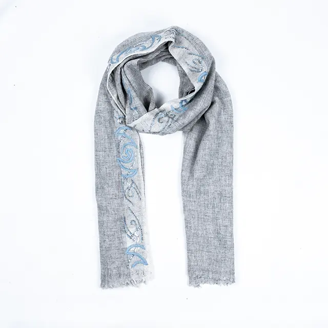 Hot Sale Sustainable Ethical Cashmere Scarf Shawl Scarves Wrap Pure Soft Hand Embroidery Women Winter Pure Nepal