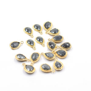 Ojo de gato en forma de pera, bisel de Plata de Ley 925, colgante chapado en oro, fabricación de joyas hechas a mano - Product Image 4