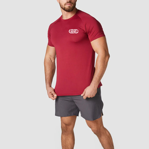 เสื้อยืดแขนสั้นระบายอากาศได้สำหรับผู้ชายเสื้อออกกำลังกายผ้าถักสำหรับเล่นยิมฟิตเนสวิ่งออกกำลังกายกล้ามเนื้อออกแบบได้ตามต้องการ - Product Image 5