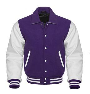 Veste universitaire personnalisée pour hommes grande taille Service d'hiver OEM avec manches en cuir Coque en polyester/nylon et épaisseur de polaire personnalisée - Product Image 2