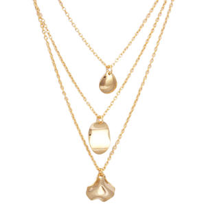 Collier à breloque avec 3 couches finition mate, bijoux en plaqué or pour femmes, offre spéciale - Product Image 1