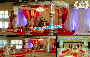 Decoraciones modernas para Bodas de Fiji, la mejor ceremonia hindú, Mandap de cristal de fibra, espiral dorada para bodas, Mandap en espiral de cristal - Product Image 5
