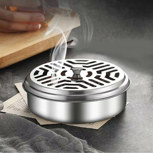 Tray With Cover Metal Iron Mosquito Box Mosquito Coil Holder Sandalwood Rack Repellent Incense Plate