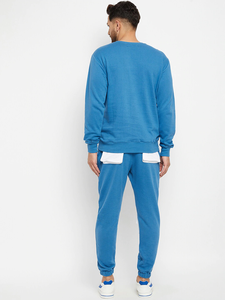 Conjunto Deportivo Huzaifa para Hombre, Corte Regular, Azul Cielo y Blanco, Poliéster/Algodón, Felpa, Elástico en 4 Direcciones, Transpirable, Cómodo para Invierno - Product Image 6