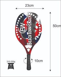 Raquettes de beach tennis sur mesure avec face en fibre de carbone de 20 mm, poignée en fibre de carbone, poids 310-330 g, longueur 50 cm - Product Image 4