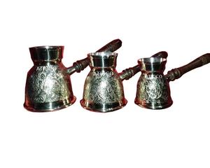 กาแฟดัลลาห์แบบอาหรับชุบเงินคุณภาพพรีเมียมรุ่นล่าสุดขายดีอันดับต้นๆ ของอินเดีย  แบบตุรกี  หล่อจากทองเหลืองลายนูน - Product Image 2