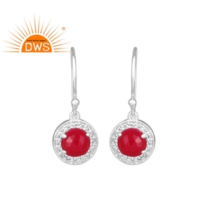 ต่างหูเงินแท้ 925 ดีไซน์ทันสมัยสำหรับผู้หญิง ประดับด้วยเพชรซิร์โคเนียและพลอยสีชมพู สำหรับงานแต่งงานและเป็นของขวัญ - Product Image 1