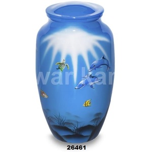 ปลาโลมาว่ายน้ำในน้ำโกศเผาศพโลหะสำหรับผู้ใหญ่สำหรับขี้เถ้า - Product Image 1