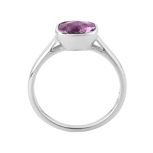 Anillo Clásico de Rodio con Amatista para Compromiso, Aniversario y Boda - Product Image 3