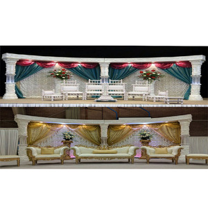 Tema blanco Boda Media Luna Estilo Mandap Elegante Evento DE BODA Blanco Abierto Mandap Boda hindú moderna Concepto abierto MandapUSA - Product Image 1