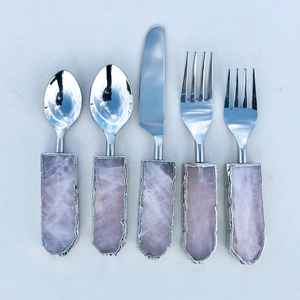 Vente en gros de 5 couverts en agate de quartz rose sculpté poli Feng Shui Love Semi-Precious Stone Crafts Healing Ball Pendule - Product Image 2