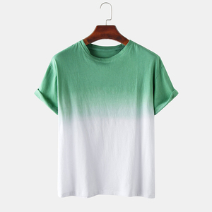 Mens Gradient Color Embroidered Casual Short Sleeve T-<b>Shirt</b> - Product Image 1