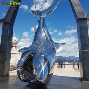 Открытый декор из нержавеющей стали акула скульптура для продажи - Product Image 5