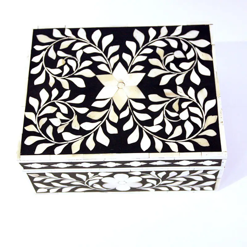 Indian Floral bone inlay lady jewelry box by crafts galore