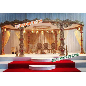 Conjunto de Mandap de Madera Tallada a Mano para Bodas Indias, Mandap de Madera con Tallados Intrincados, Estilo Moderno, Madera de Teca, Conjunto de Mandap para Bodas en el Reino Unido - Product Image 1