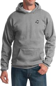 Embroidered Music 8th Note Patch Pocket Print Adult Hoodie - Product Image 5