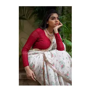 Первоклассный индийский дизайнерский пакистанский сари из Жоржетта с принтом и красивой вышивкой блестками женская блузка для свадебной вечеринки