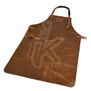 Delantal de Chef con correa de cuero en la espalda cruzada cómodo Unisex lona de algodón lavada a la moda para cocina y hornear para trabajo de herramientas - Product Image 3