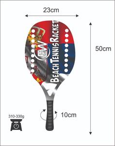 Raquetas de Tenis y Playa Hechas a Medida, Cara de 20 mm, Peso de 310-330 g, Longitud de 50 cm, Empuñadura de Fibra de Carbono y Red de Fibra de Vidrio - Product Image 1