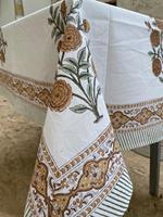 Nappe jetable haut de gamme indienne faite à la main, imprimée à la main avec motifs floraux, pour Noël et Halloween, 6/8 places