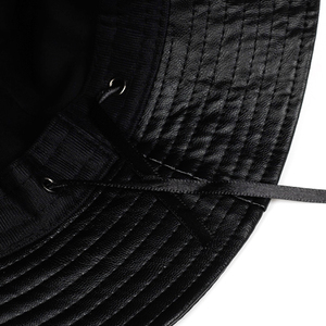 หมวกบัคเก็ตหนังเทียม,หมวกบักเก็ตแฟชั่นสีพื้นผ้าคอตตอนพียูสำหรับผู้ชายและผู้หญิง - Product Image 3